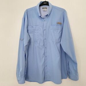 Columbia Blue Omni Shade Button Down Shirt‎ Mens Size XL Fishing Vented